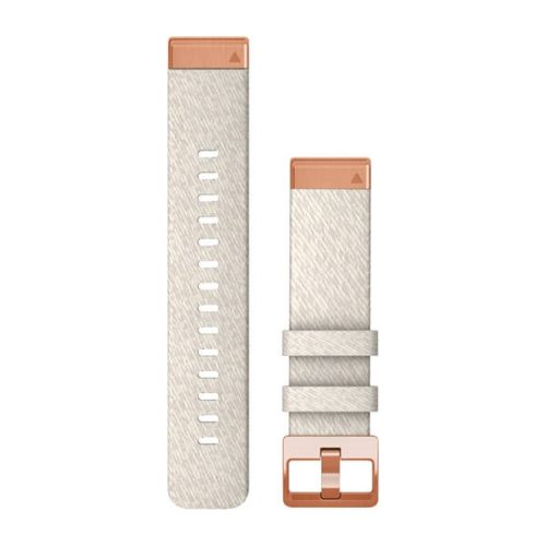 Uhrenarmband Garmin 20 mm cremefarbenes Nylon mit roségoldener Schließe (QuickFit) (Fenix 7S) für Smartwatch