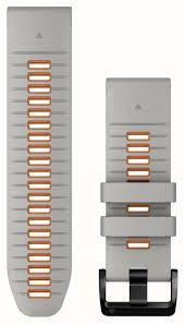 Uhrenarmband Garmin 26 mm grau/orange Silikon (QuickFit) für Smartwatch