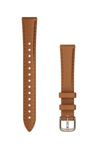 Uhrenarmband Garmin Lily 2 14mm Leder, hellbraun, mit creme-goldener Schließe (110-175mm) für Smartwatch