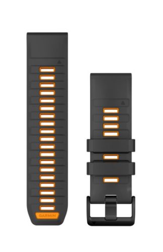 Uhrenarmband Garmin 26 mm graphit/orange Silikon (QuickFit) für Smartwatch