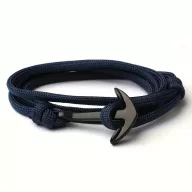   Armband CASTENA handgefertigt durch Häkeln navy blau mit schwarzem Anker Verschluss TRX