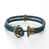   Armband CASTENA handgefertigt türkisblau mit antikem Effekt Anker TRX