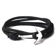   Armband CASTENA handgefertigt mit Anker in verschiedenen Farben (schwarz) mit silberner Ankerschließe TRX