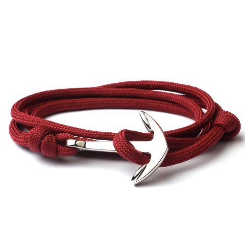 Armband CASTENA handmade by anchor CASTENA burgunderrot mit schwarzer Ankerschließe TRX