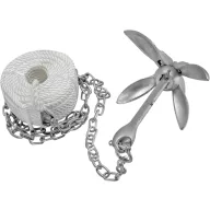 Anker mit Vierklauen-Kette, Seil 4 kg