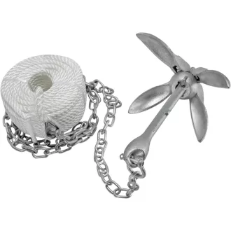 Anker mit Vierklauen-Kette, Seil 4 kg