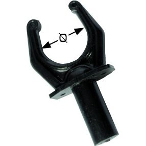 Rudergabel mit Sohle aus schwarzem Kunststoff 52 mm