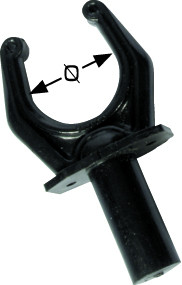 Rudergabel mit Sohle aus schwarzem Kunststoff 52 mm