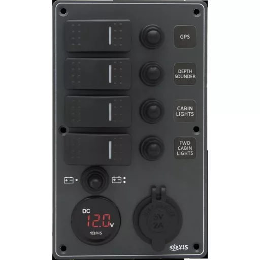 Schalttafel 4-fach USB Voltmeter EVA