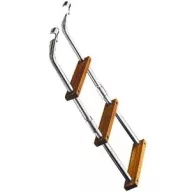 Bootsleiter 4 Stufen Metall-Teak 90x23 cm