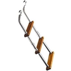 Bootsleiter 4 Stufen Metall-Teak 90x23 cm