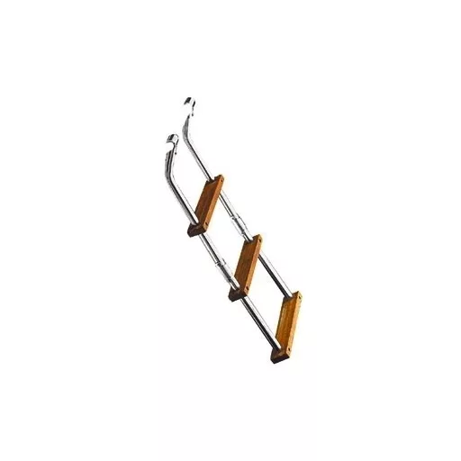 Bootsleiter 4 Stufen Metall-Teak 90x23 cm