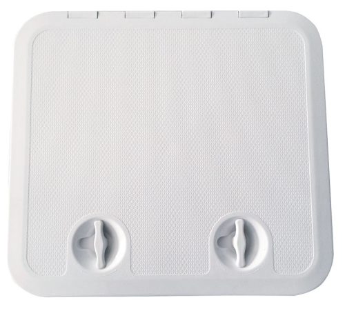 Staufachdeckel mit Doppelverriegelung, weißes ABS, 460 x 510 mm,