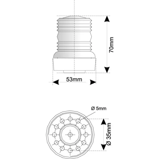 Kreis weiß 70 mm im weißen Gehäuse
