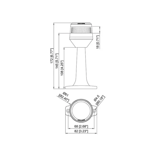 Rundumlicht weiß mit LED 20 cm mit Sockel EVA