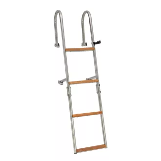 Bootsleiter mit 4 Grad Metall-Teak-Handlauf 110 cm