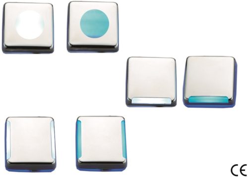 Kabinenlicht hellblau 9 LEDs quadratischer Boden ABS/Edelstahl 45 mm
