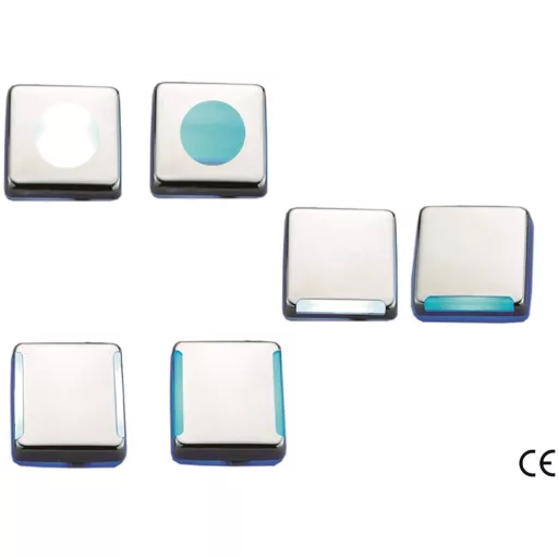 Kabinenlicht hellblau 9 LEDs quadratischer Boden ABS/Edelstahl 45 mm