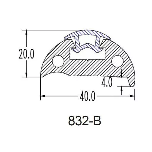 Gummiprofil 40x20 mm schwarz