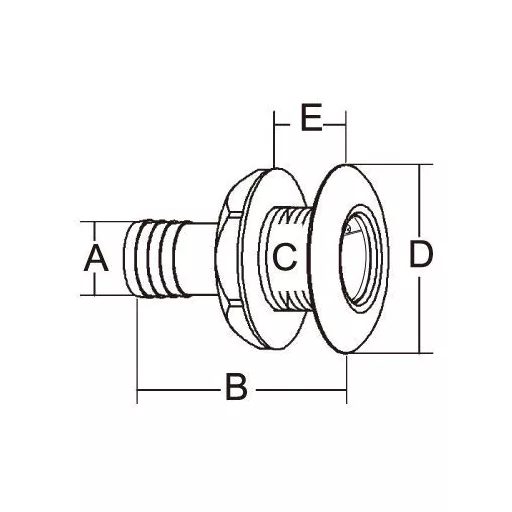 Ablaufrohr durch Rumpf Rückschlagventil inox/Kunststoff 38 mm EVA