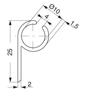 Kederschiene Aluminium silber P-Form   6m lang