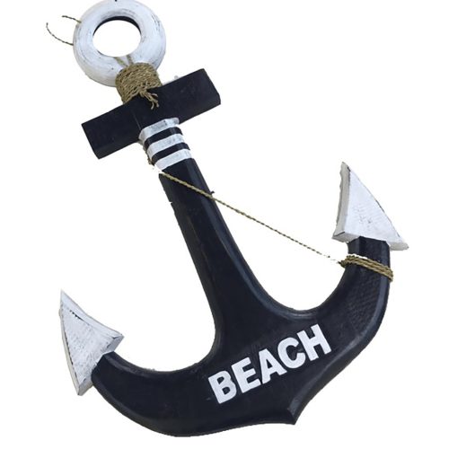 Hölzerne Anker Strand mit Inschrift 