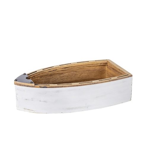 Serviertablett oder Regal in Form eines Bootes aus Holz 