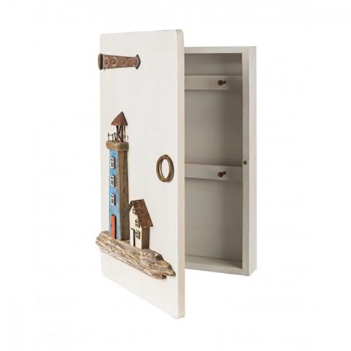 Schlüsselanhänger Wandkasten mit Leuchtturm 