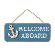 Holzschild mit der Aufschrift WELCOME ABOARD 