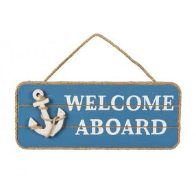Holzschild mit der Aufschrift WELCOME ABOARD 