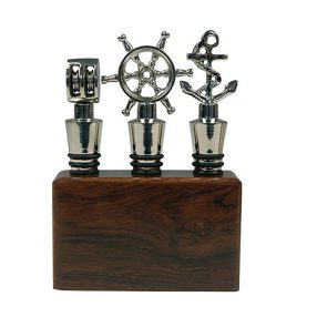 Glasstopfen-Set in Palisanderholz-Halterung 