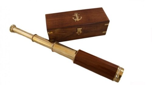 Teleskop mit Holzdeckel im Kasten 45 cm 