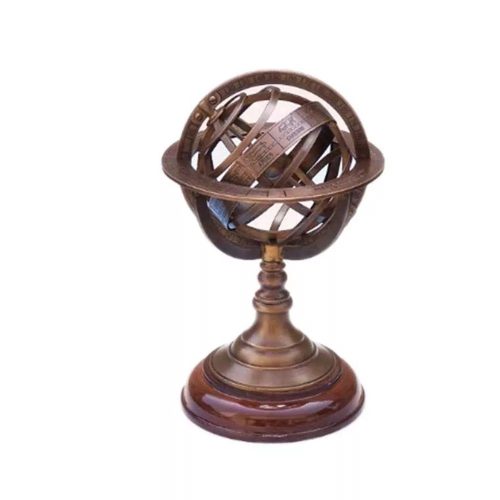 Armillarsphäre Bronze, Holz 22 cm 