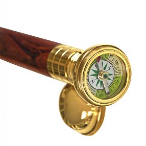 Wanderstock mit Kompass und Getränkehalter 