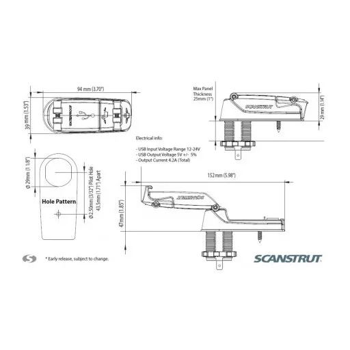 Scanstrut Rokk USB Steckdose IPx6  Farbe Schwarz