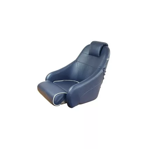Bootssitz "Flip-Up" weiß mit blauen Streifen