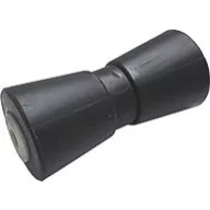 V-Kielrolle aus schwarzem Gummi mit Buchse