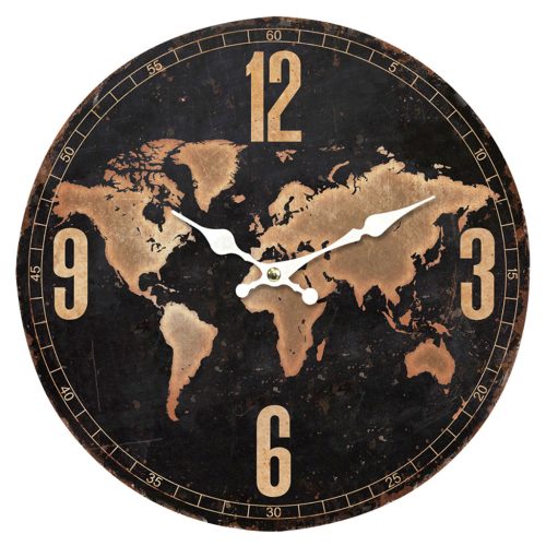 Wanduhr mit Karte 34cm 