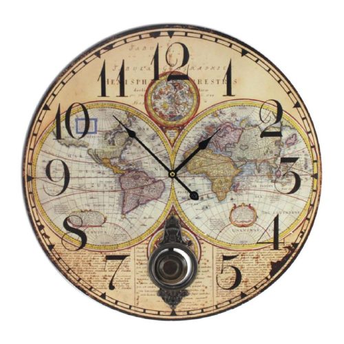 Wanduhr mit Landkarte 58cm 