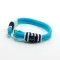 Hellblaues Segelarmband mit marineblau-weißem Geflecht 